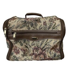 Vintage Jaguar Floral Tapestry Weekender Travel Luggage Bag Soft Shell Carry-on